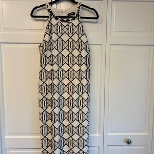 Nine West Black and White Patterned Midi Dress